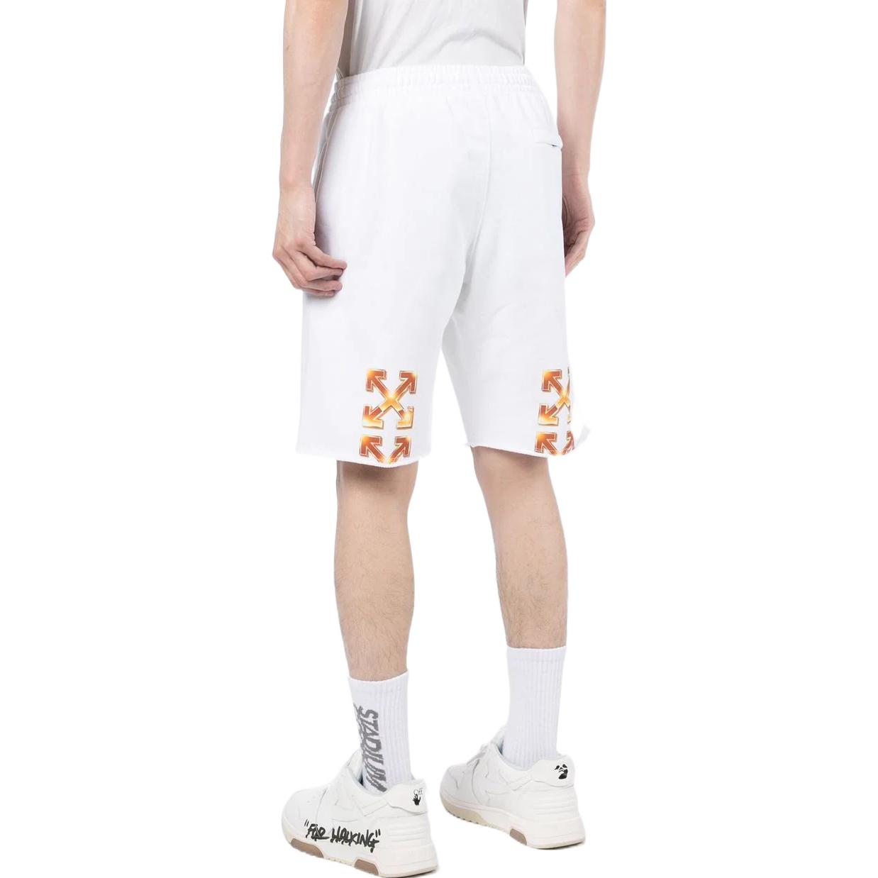 Men's Off-White Solid Color Logo Printing Pattern Elastic Waistband Straight Shorts White OMCI006S22FLE0060120WHITE