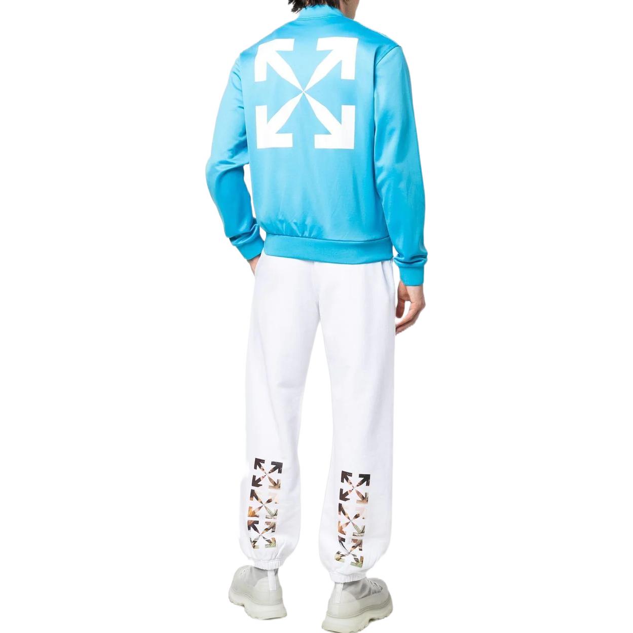 Off-White SS22 Logo Printing Solid Color Zipper Jacket Blue OMBD037S22FAB0024301