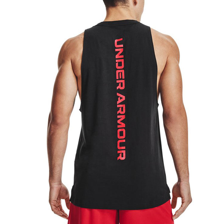 Under Armour Baseline Cotton Tank 'Black Red' 1361901-001
