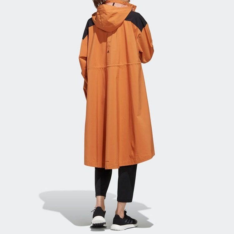 (WMNS) adidas Sports hooded Windproof Long Jacket Khaki Brown ED1409