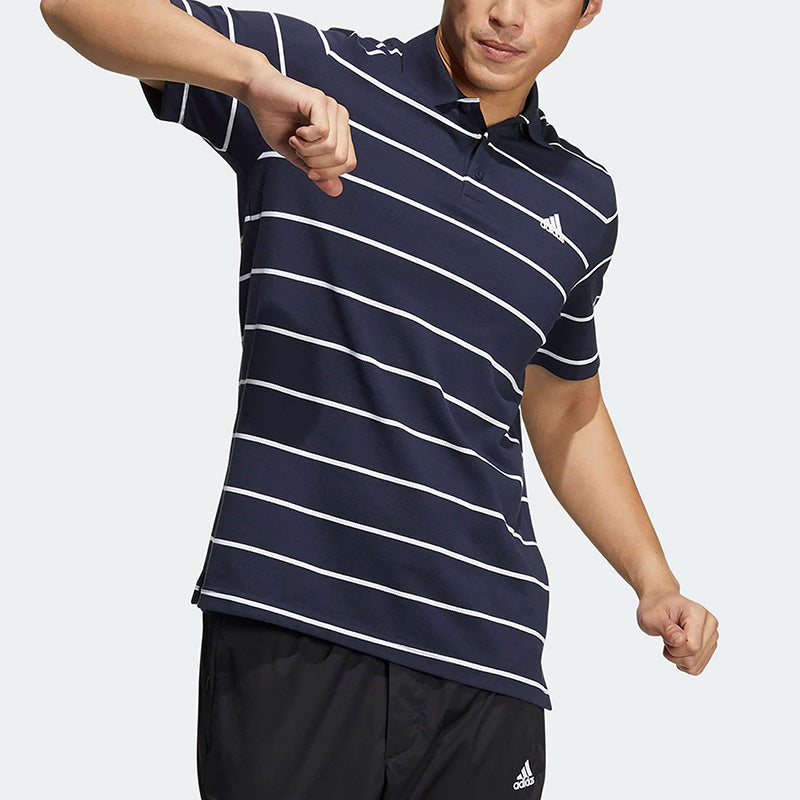 adidas Fi Stripe Small Label Athleisure Casual Sports Short Sleeve Polo Shirt Navy Blue HE7434