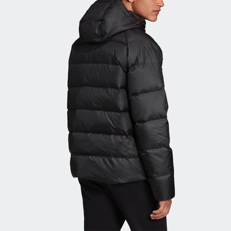adidas originals Jacket Down Det Logo Zipper hooded down Jacket Black FI8196