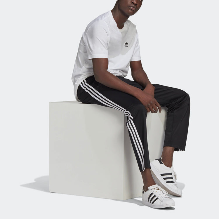 Men's adidas originals Logo Pattern Loose Straight Sports Pants/Trousers/Joggers Black GN3517