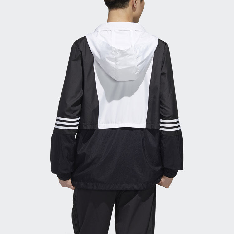 adidas neo Contrasting Colors Casual Sports Hooded Jacket Black GJ8767