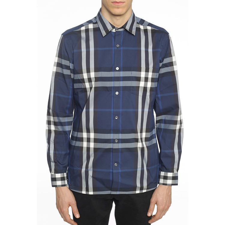 Burberry SS21 Classic Plaid Long Sleeves Shirt 'Navy Blue' 40234821
