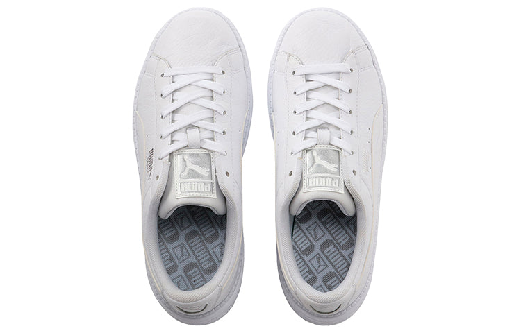 (WMNS) PUMA Basket Platform Trace Light Thick Sole Shoes White 373696-01