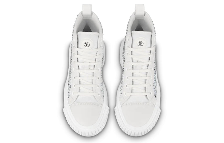 (WMNS) LOUIS VUITTON LV Squad Ankle Sneakers 'White with Crystal Monogram' 1A9RZO