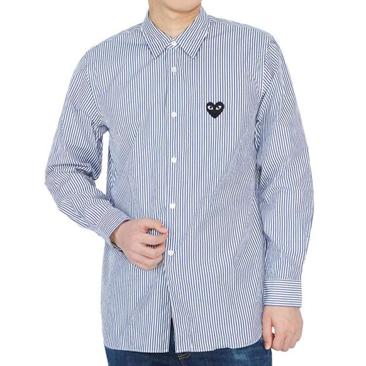 COMME des GARCONS PLAY Black Emblem Striped Button Down Shirt 'Blue' AZ-B018-051-1