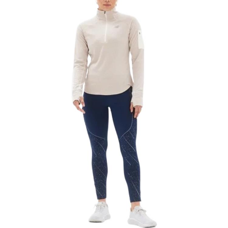 (WMNS) New Balance Heat Grid Half Zip Asia Sizing 'Sea Salt Heather' WT23252-SAH