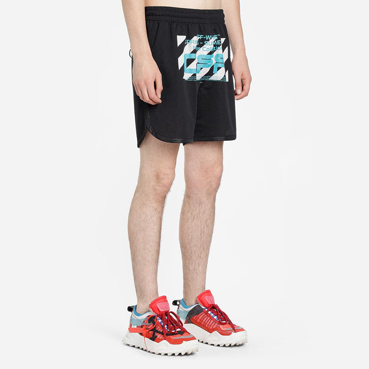 Off-White Wavy Line Mesh Shorts Black/Multicolor OMCI005R201010041001