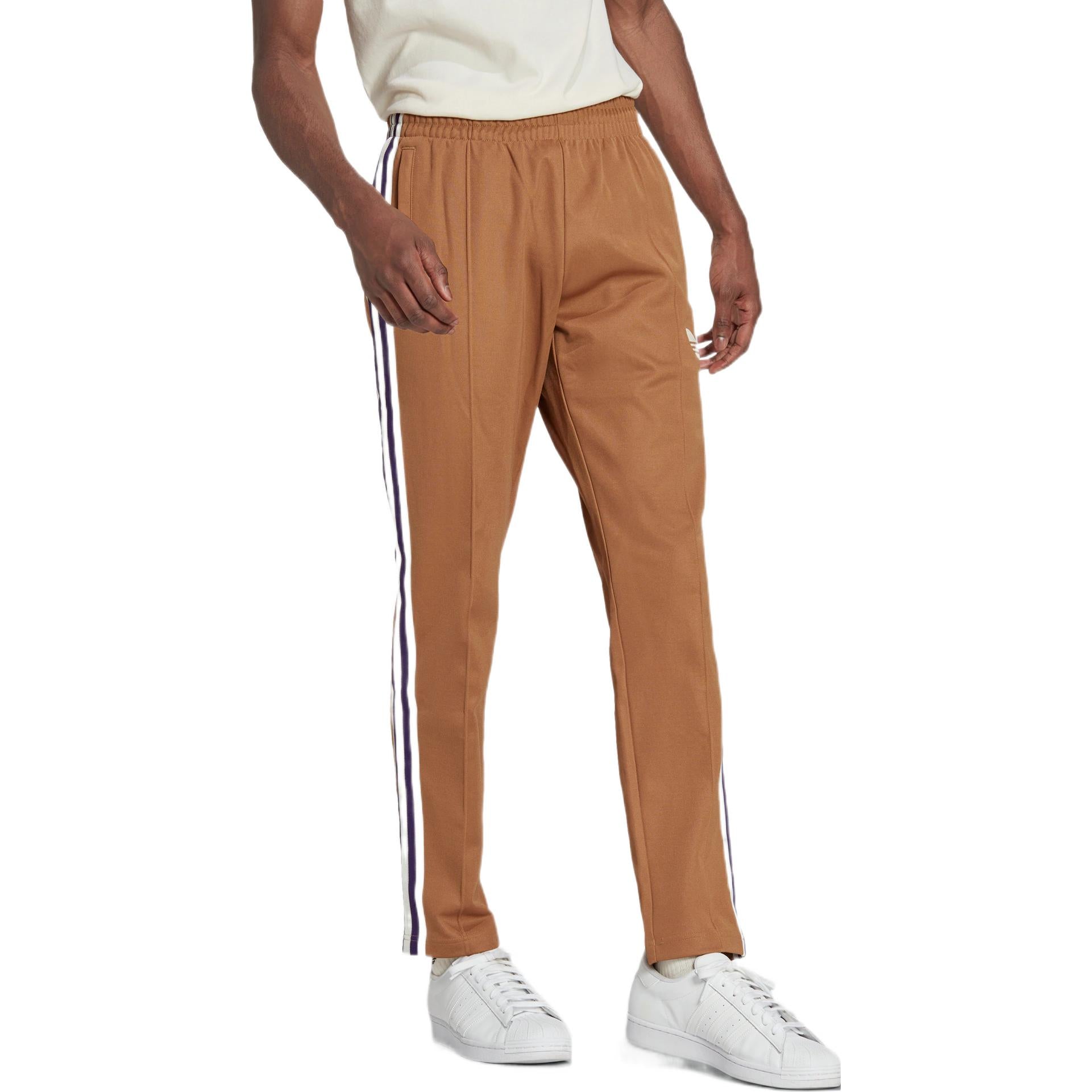 Men's adidas originals Striped Tp Side Classic Logo Printing Straight Sports Pants/Trousers/Joggers Brown IB3430