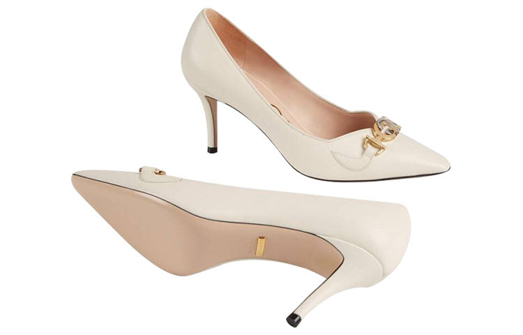 (WMNS) Gucci Zumi mid-heel leather pump 'White' 596860-C9D00-9050