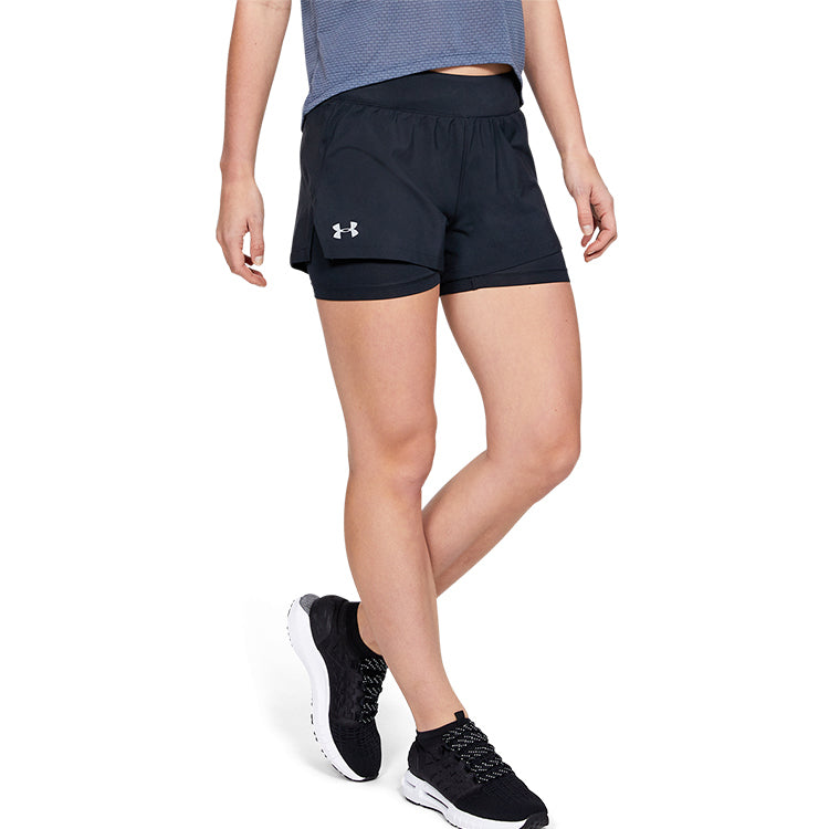 (WMNS) Under Armour Launch SW 2-in-1 Shorts 'Black' 1342843-001