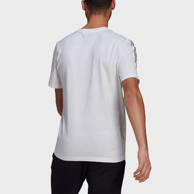 adidas Solid Color Stripe Logo Printing Short Sleeve White GK9431