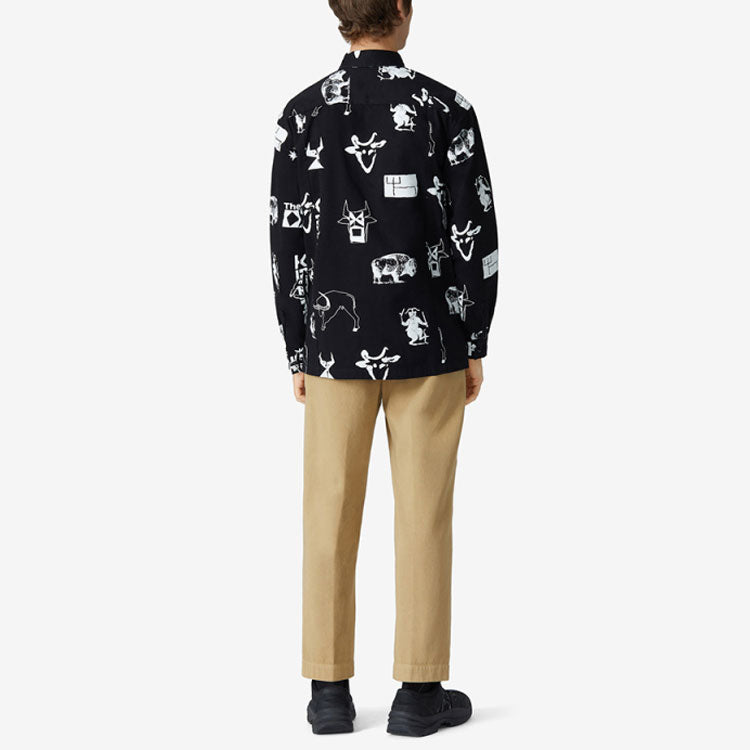 Men's KENZO SS21 Capsule Series Printing Jacket Long Sleeves Shirt Black FB55CH5159H2-99