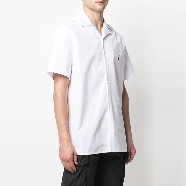 Off-White SS21 Back Logo Embroidered Short Sleeve Shirt White OMGA163R21FAB0050110