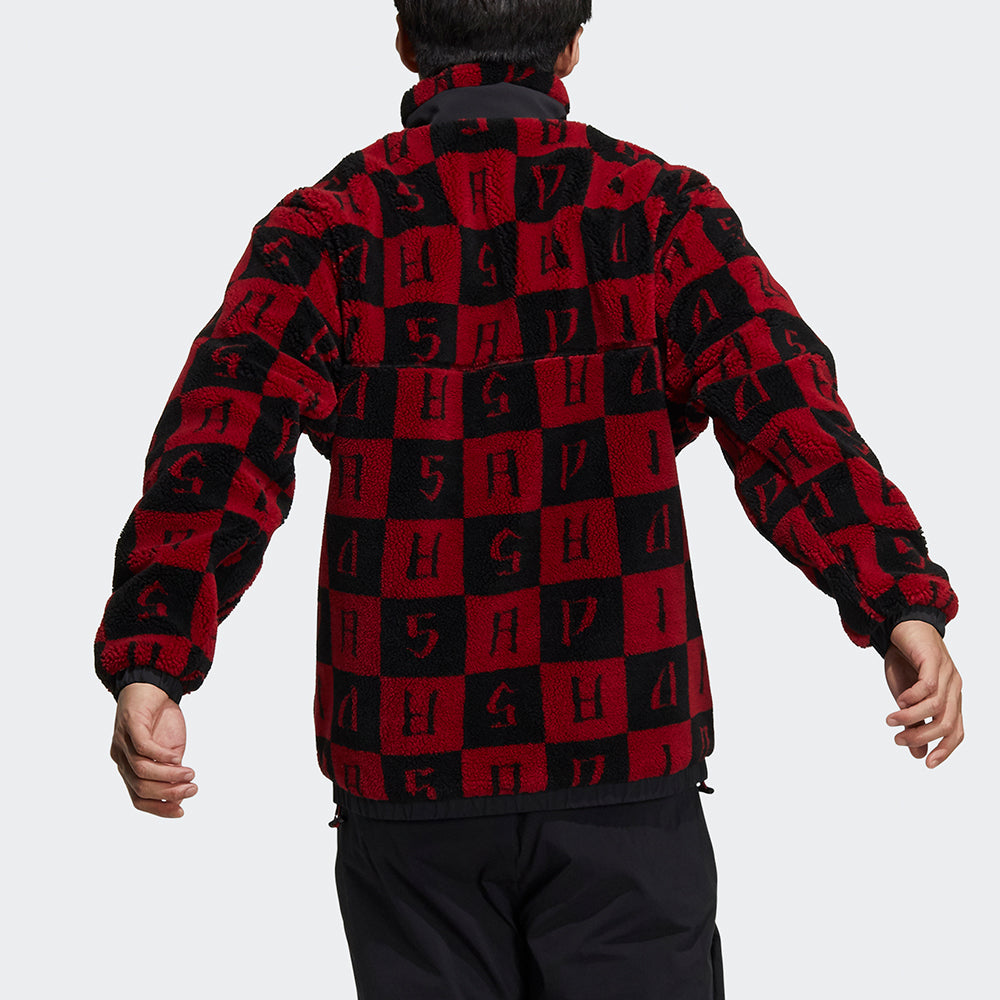adidas St Aop Boa Jkt Reversible polar fleece Sports Stand Collar Jacket Deep Red H39241