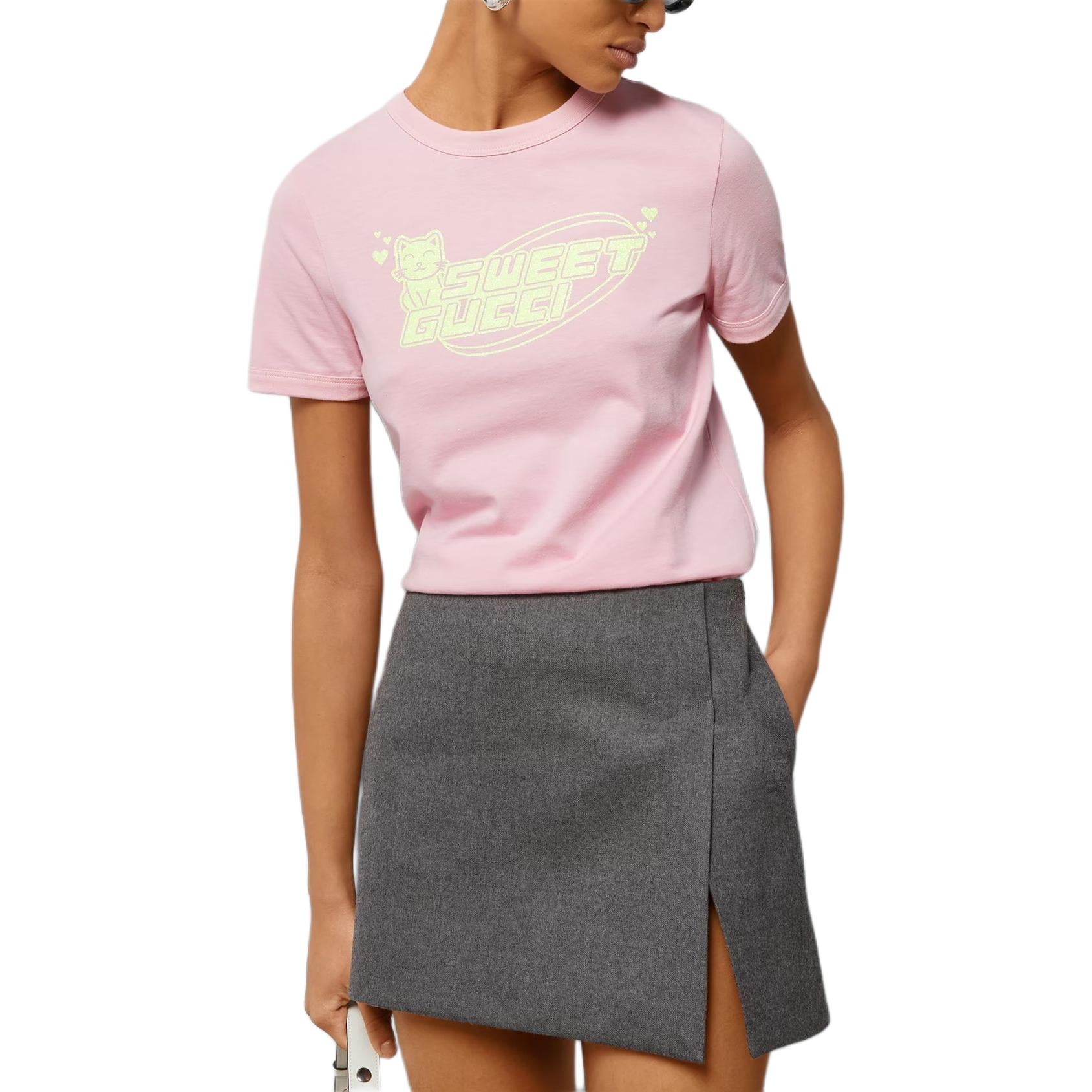 (WMNS) Gucci Cotton Jersey T-Shirt 'Pink' 723566-XJGDD-5904