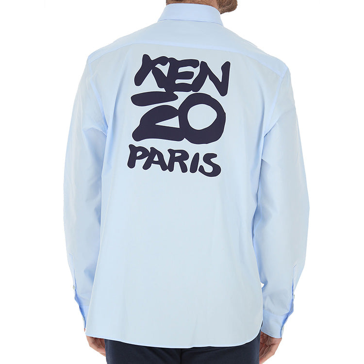 Men's KENZO Printing Logo Long Sleeves Shirt Light Blue FA55CH2151FA-63