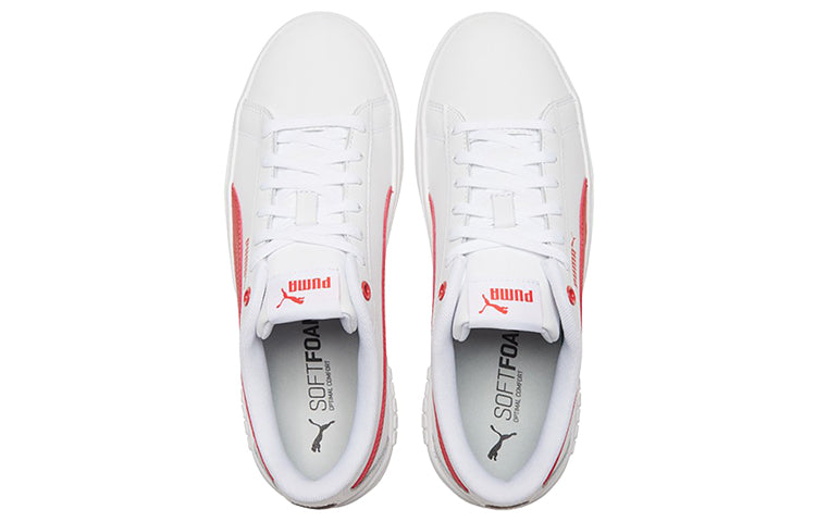 (WMNS) PUMA Smash Platform V2 'White Poppy Red' 373035-06