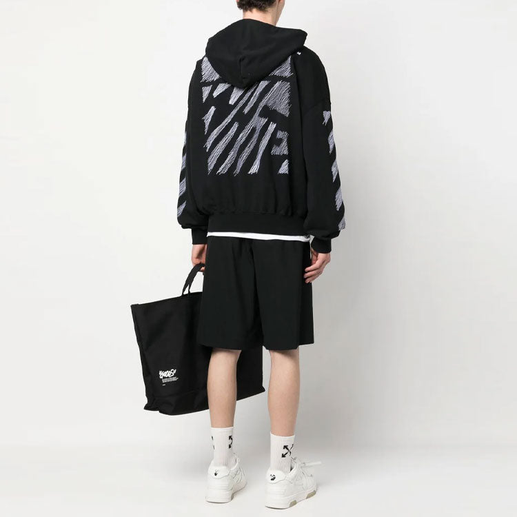 Off-White Scribble Diag-print Cotton Hoodie 'Black' OMBB110S23FLE0051001