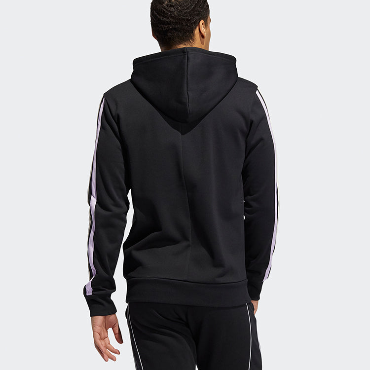 adidas Don Decorate Po Solid Color Stripe Basketball Casual Sports hooded Pullover Black GU0505