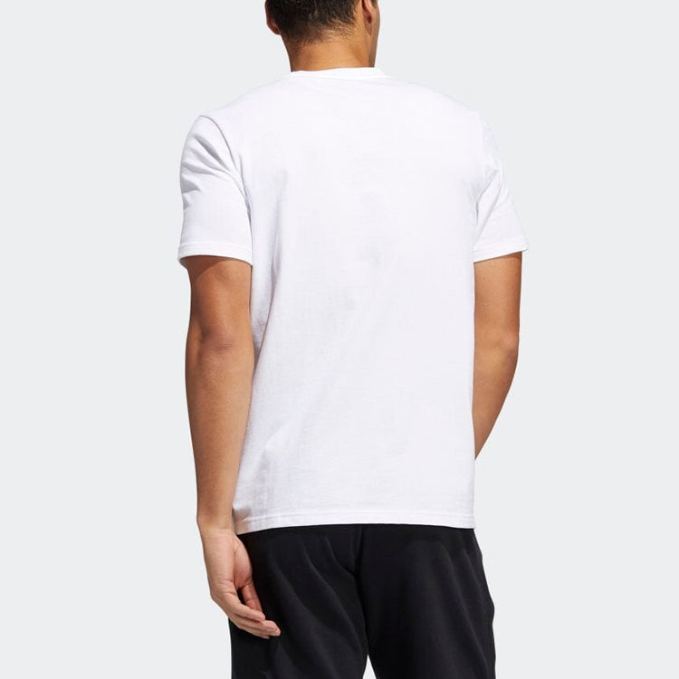 Men's adidas Alphabet Geometry Logo Printing Round Neck Pullover Short Sleeve Japanese Version White T-Shirt HE4791