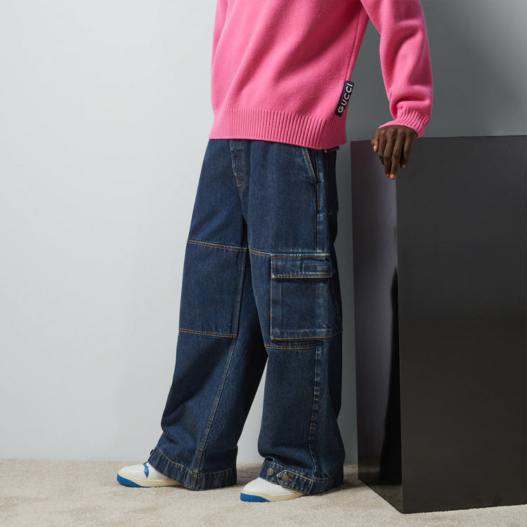 Gucci Denim Trousers With Gucci Label 'Dark Blue' 774082-XDCS9-4447