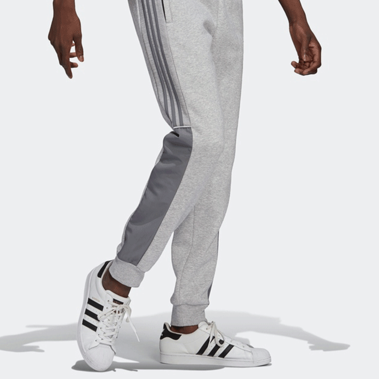 adidas originals Casual Logo Solid Color Sports Bundle Feet Pants Gray GU9421