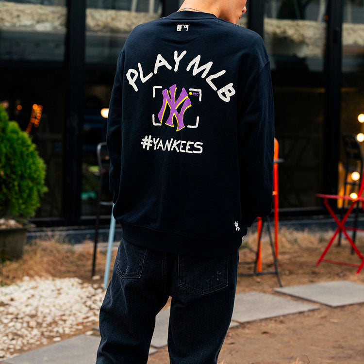 MLB Play Series Long Sleeves Loose Graffiti Unisex Black 31MT07011-50L
