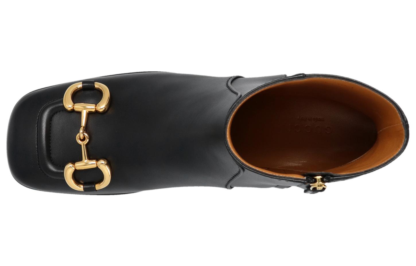 (WMNS) Gucci Horsebit Leather Ankle Boots 'Black' 673666-BKO00-1000