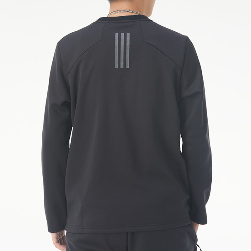 adidas Perfom Fl Cr Sw Fleece Lined Stay Warm Solid Color Casual Sports Round Neck Pullover Black GV3513
