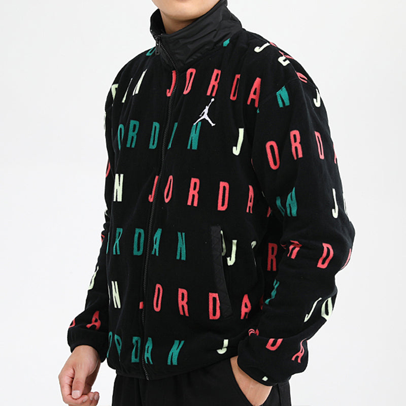 Air Jordan Jumpman Logo Printing Windproof Stand Collar Jacket Black CT3571-010