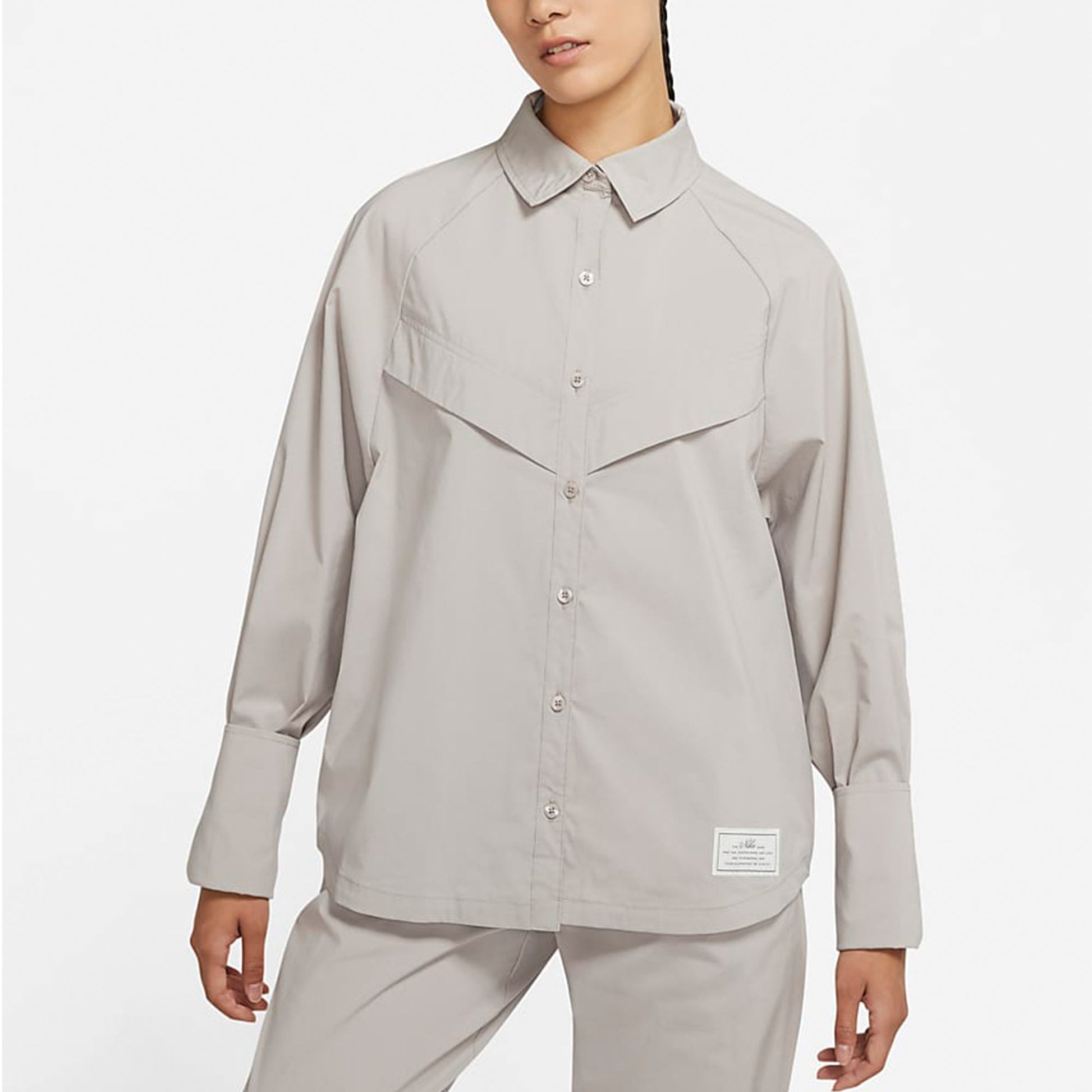 (WMNS) Nike Sportswear Icn Clsh Wvn Ls Top Long Sleeved Shirt Grey Gray DD5051-033