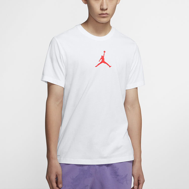 Air Jordan Jumpman Logo Printing Pullover Round Neck Short Sleeve White BQ6741-101