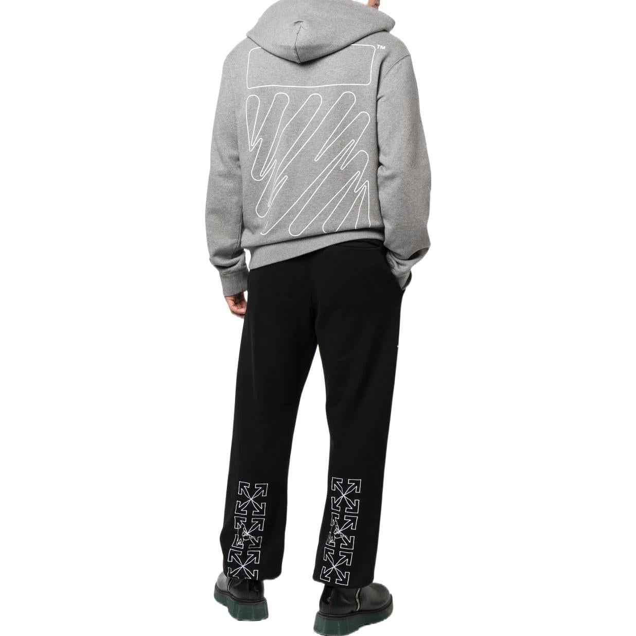 Off-White Wave Outline Diagonal Slim Hoodie 'Grey Marl' OMBB097F22FLE0150801