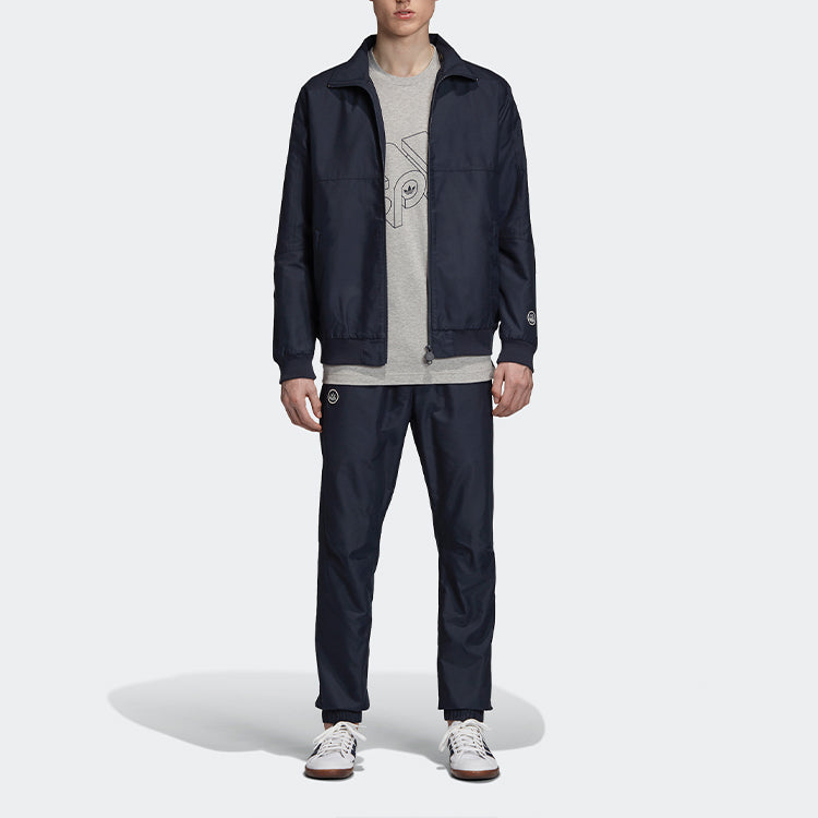 adidas originals Mcadam Tt Solid Color Zipper Stand Collar Jacket Blue DW6698