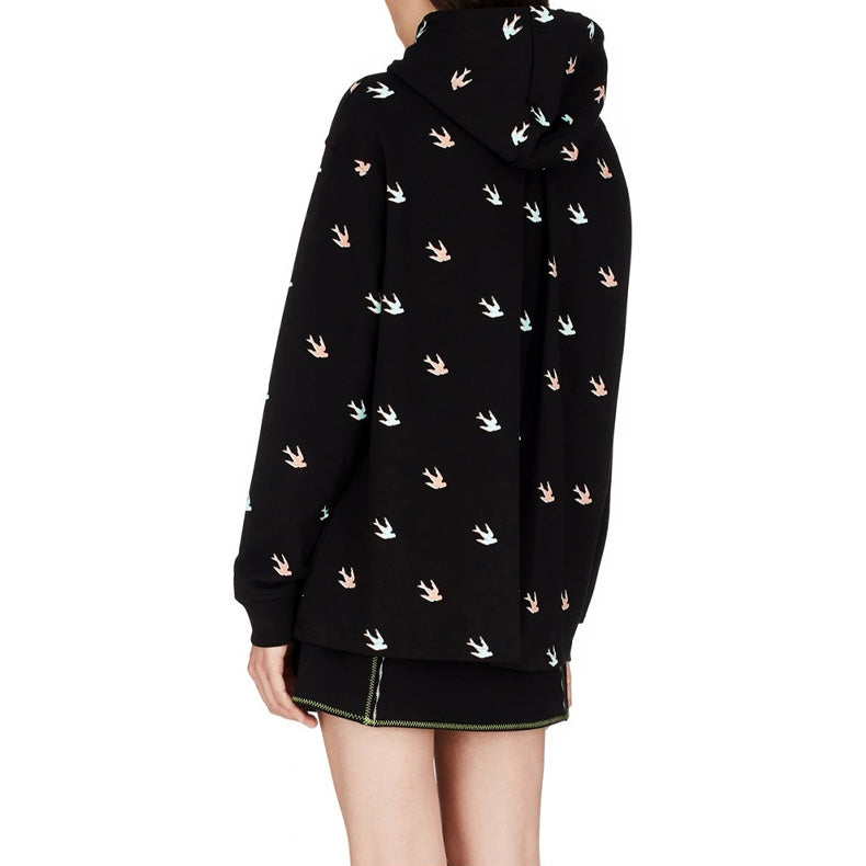 (WMNS) Alexander McQueen Contrasting Colors Printing Logo Hoodie 'Black' 566916-RNJ57-1000
