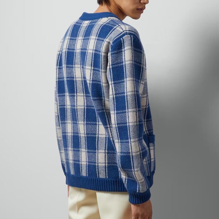Gucci Reversible Checked Wool Cardigan 'Blue Ivory' 770586-XKDSM-4405