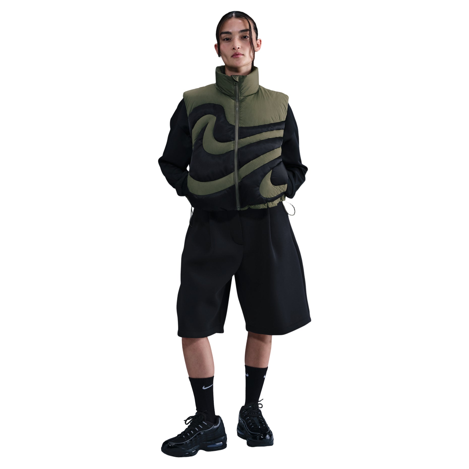 (WMNS) Nike Swoosh Series Oversized Down Vest 'Medium Olive Black' IH3981-222