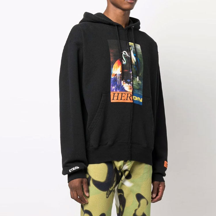 HERON PRESTON FW21 Split Herons Hoodie 'Black' HMBB021F21JER0011022