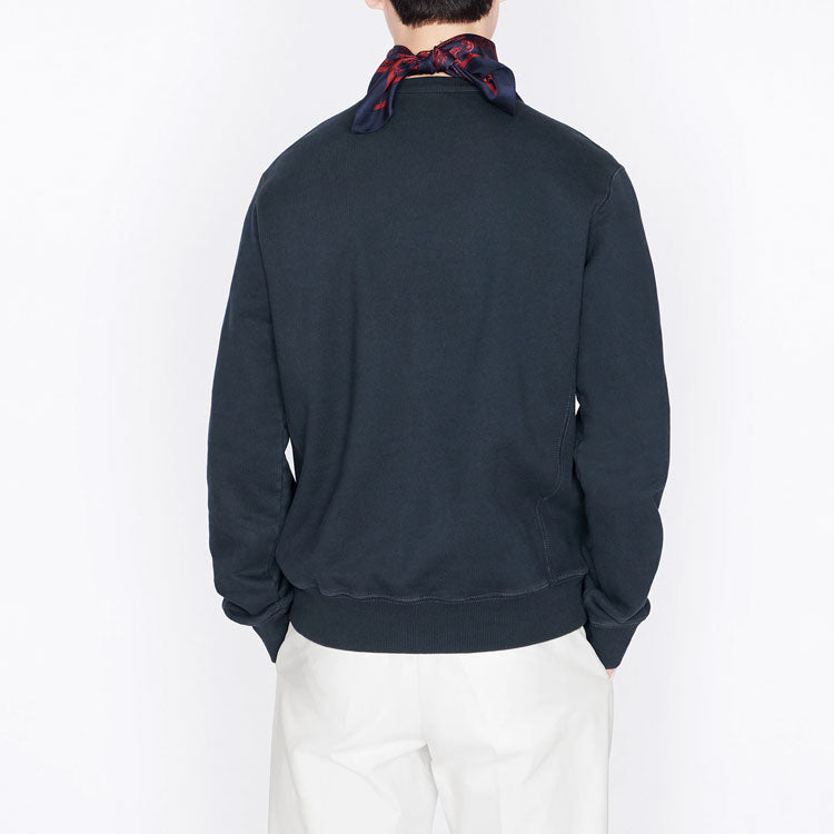 Men's DIOR x Kenny Scharf Crossover SS22 TIGER Printing Round Neck Long Sleeves Navy Blue 213J645A0531-C542