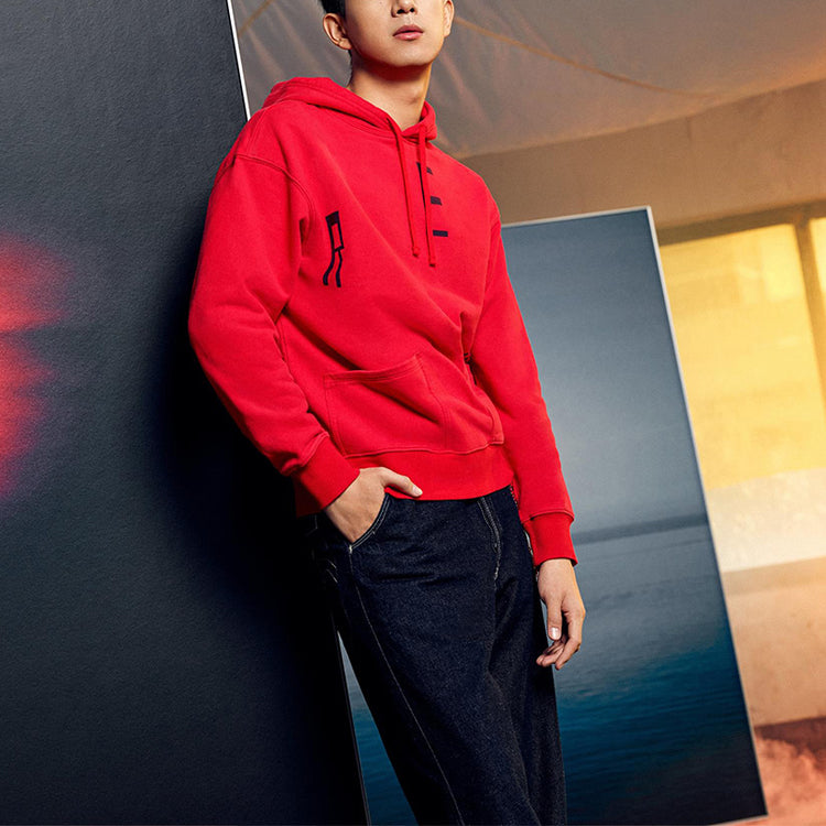 Men's Levis Alphabet Printing Hooded Drawstring Red A0144-0000
