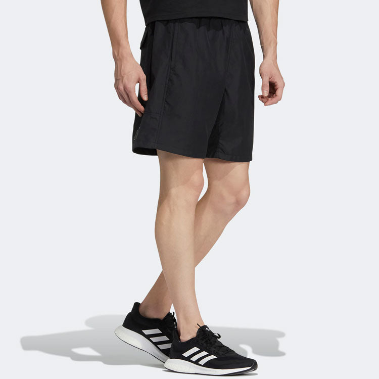 Men's adidas Solid Color Logo Printing Sports Shorts Black HD0065