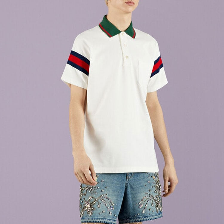 Gucci Cotton Jersey Polo With Web 'White' 713997-XJETR-9088