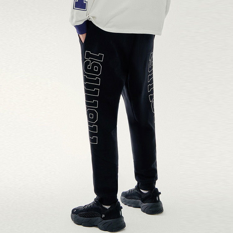 FILA FUSION Athleisure Casual Sports Printing Alphabet Knit Bundle Feet Long Pants Black T11M042601F-BK