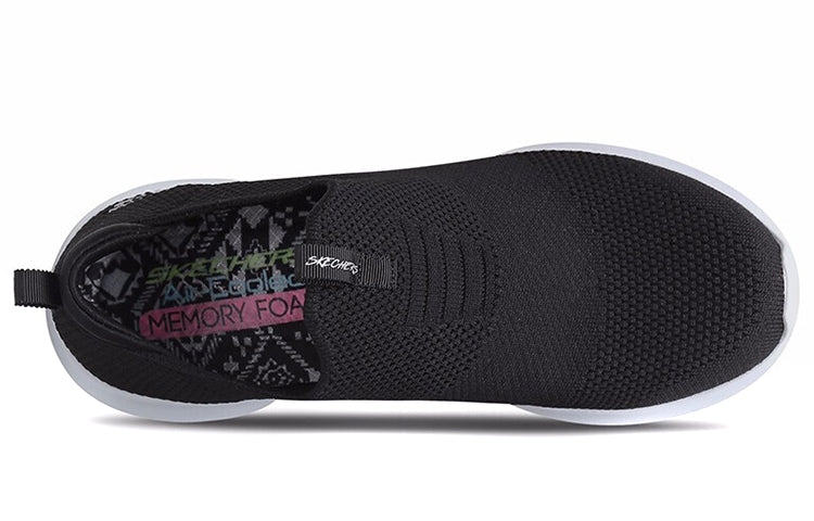 (WMNS) Skechers Ultra Flex Slip-Ons Black 12837-BKW