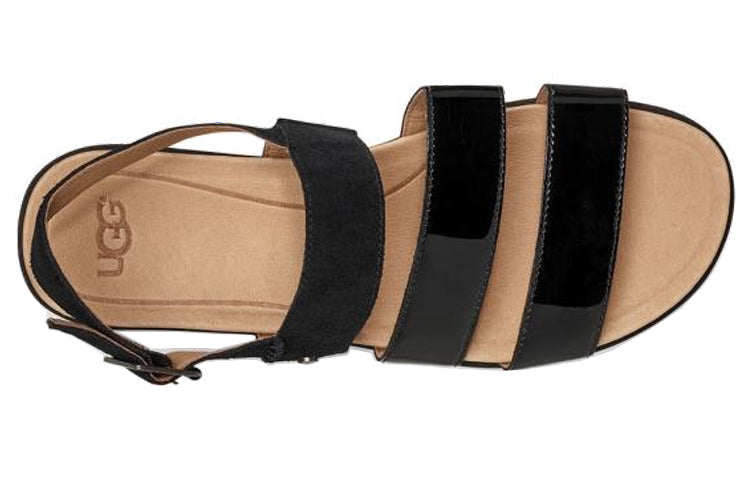 (WMNS) UGG Braelynn Lightweight Thick Sole Sandals Black White 1099808-BLK