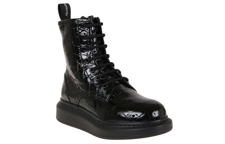 (WMNS) Alexander McQueen Crocodile Effect High Hybrid boots 'Black' 633922WHY201000
