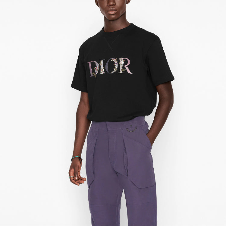 DIOR SS21 Flowers Floral Logo Embroidered Print Loose Crewneck Pullover For Men White 113J686A0554-C984